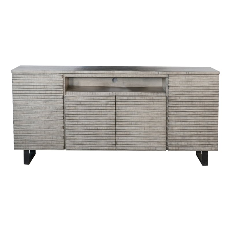 Zeka TV Media Entertainment Console- Fluted Doors- Light Gray 72 Inch