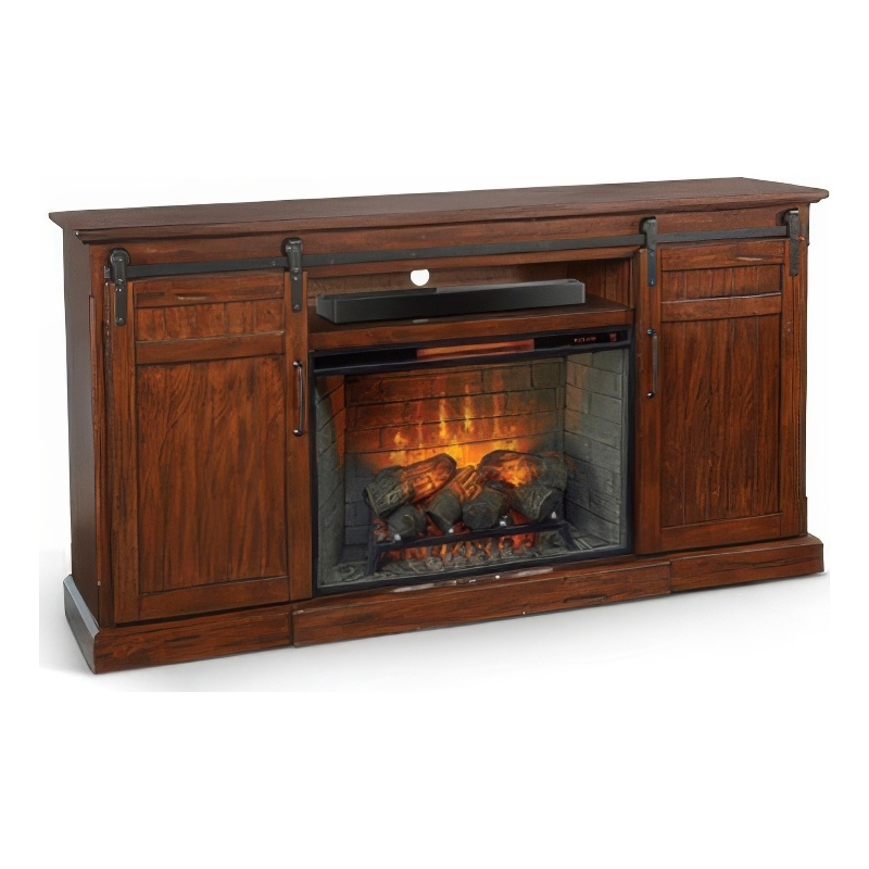 Reggie TV Media Entertainment Console-2 Barn Doors-78 Inch Brown