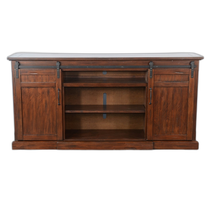 Reggie TV Media Entertainment Console-2 Barn Doors-78 Inch Brown