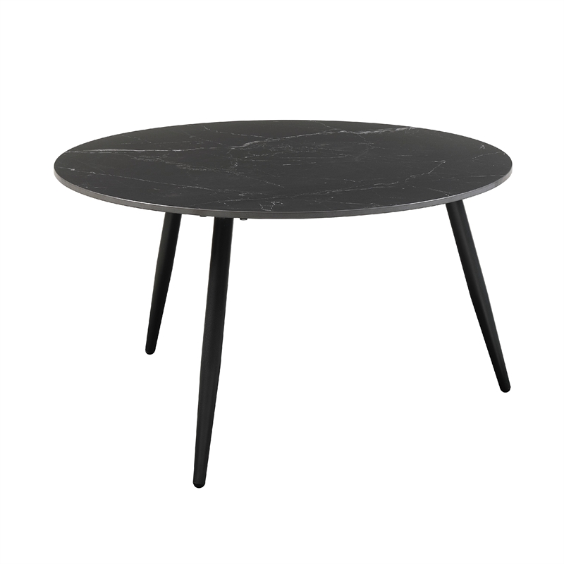 Lyra 3pc Occasional Coffee Table Set- Nesting Black Stone Top- Black
