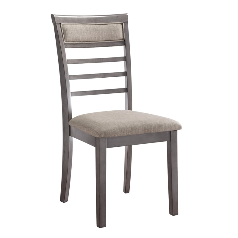 Owen 5 Piece Dining Set with Table and 4 Chairs- Brown Polyester- Gray Wood