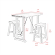 Neil 3 Piece Counter Height Set- 1 Table- 2 Stools- Cherry Brown Solid Wood