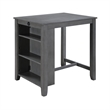 Ham 3 Piece Counter Height Compact Dining Table- Chair Set- Gray Wood