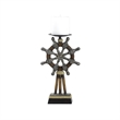 Capi 3pc Candle Holder Set w Candles- Bronze Wheel Shape- Solid Base
