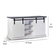 Zena TV Media Console- 3 Shelves- 2 Barn Doors- White- Brown- 65 Inch