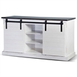 Zena TV Media Console- 3 Shelves- 2 Barn Doors- White- Brown- 65 Inch