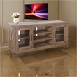 Anva TV Media Console- Shelves- Doors- Light Brown Mahogany- 64 Inch