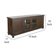 Anva TV Media Console- Shelves- Doors- Dark Brown Mahogany- 74 Inch