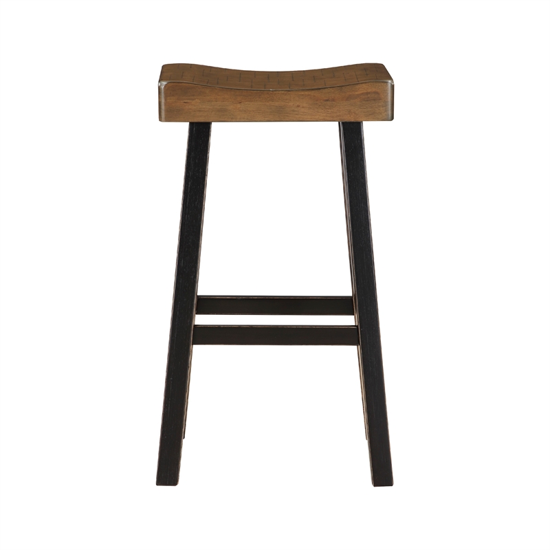 Casy 4pc Bar Height Table Set- 3 Contour Stools- Black Brown Wood