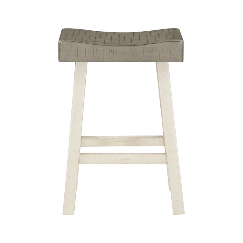 Casy 4pc Counter Height Table Set- 3 Contour Stools- White Brown Wood