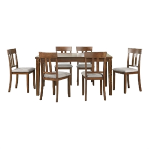 Penny 7pc Dinette Set- Table and 6 Beige Dining Chairs- Cherry Wood