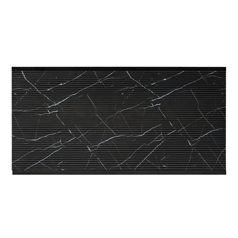 Melin 3pc Coffee and End Table Set- Geometric- Black Glass Marbled Top