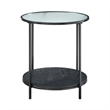 Deena 2pc Coffee and End Table Set- Fluted Glass Top- Black Metal