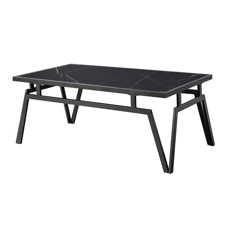 Howie 3pc Coffee and End Table Set- Black Sintered Stone- Bronze