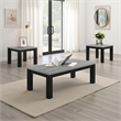 Tex 3pc Coffee and Side End Table Set- Gray Top- Black Wood Legs