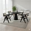 Bili 5pc Round Dining Table and 4 Armchairs Set- Open Back- Beige- Black