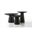 Bili 3pc Round Coffee- End and Console Table Set- Ebony Black Wood