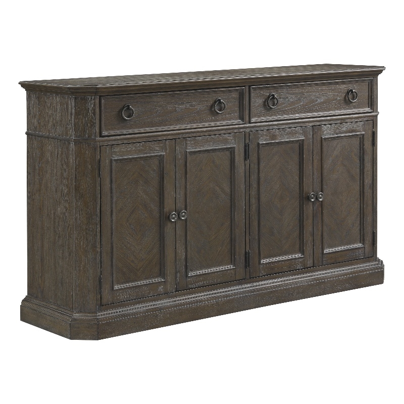 Koa 66 Inch Sideboard Server Console- 2 Beveled Drawers- Driftwood Brown