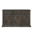 Koa 67 Inch Sideboard Server Console- 3 Beveled Drawers- Driftwood Brown