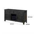 Lory 54 Inch Sideboard Server Buffet- 2 Drawers- Cabinets- Wine Rack- Black