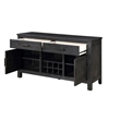 Lory 54 Inch Sideboard Server Buffet- 2 Drawers- Cabinets- Wine Rack- Black