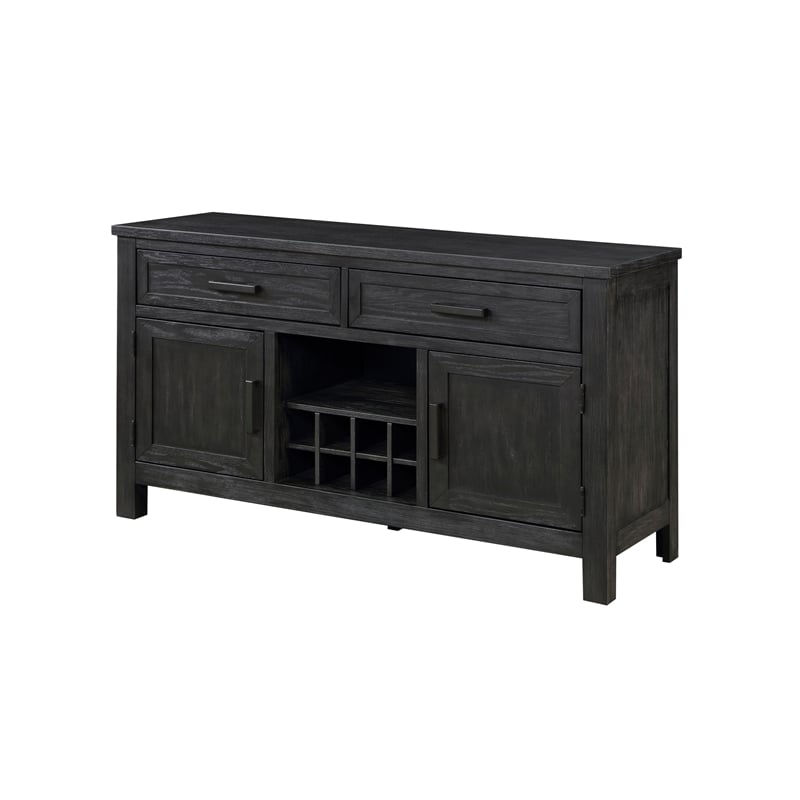 Lory 54 Inch Sideboard Server Buffet- 2 Drawers- Cabinets- Wine Rack- Black