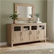 Deen 75 Inch Sideboard Buffet Server- 3 Cabinets- 4 Doors- Brown Wood
