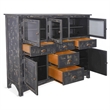 Rena Sideboard Buffet Console- 4 Doors- 5 Drawers- 59 Inch Black Wood