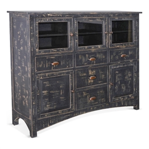 Rena Sideboard Buffet Console- 4 Doors- 5 Drawers- 59 Inch Black Wood