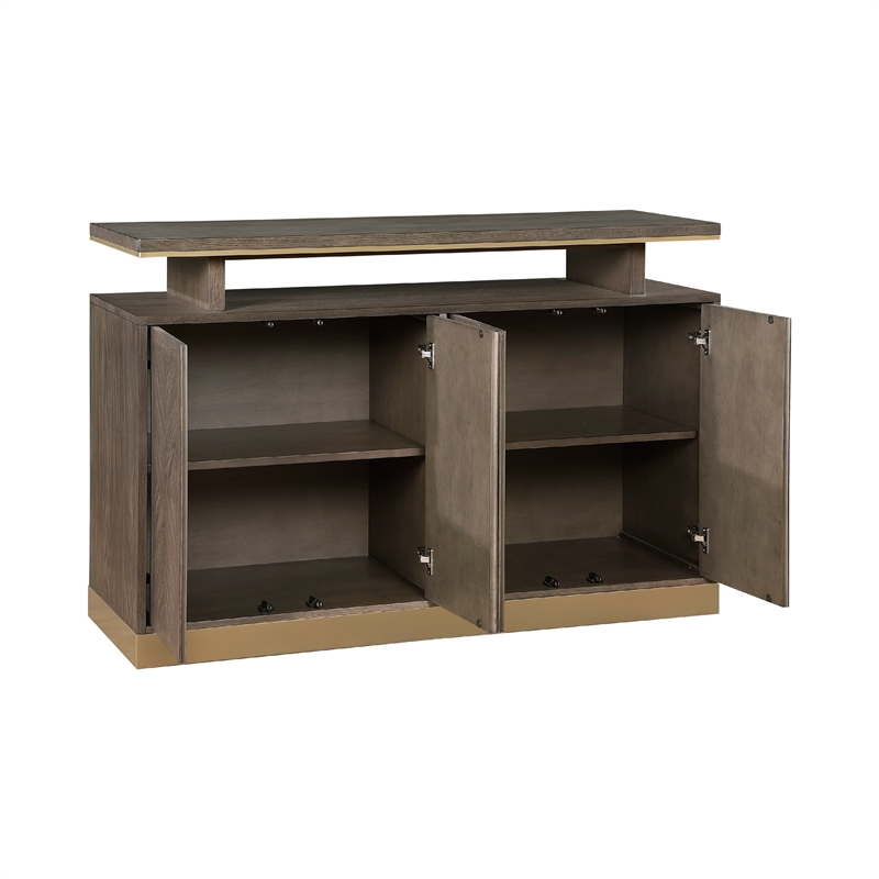 Greta Sideboard Buffet Console 2 Cabinets- Floating Top- Gold- Brown