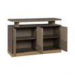 Greta Sideboard Buffet Console 2 Cabinets- Floating Top- Gold- Brown