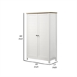 Aie 60 Inch Storage Cabinet- Framed Slatted Panel Doors- White- Brown Wood