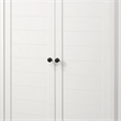 Aie 60 Inch Storage Cabinet- Framed Slatted Panel Doors- White- Brown Wood