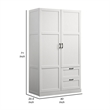 Bre 71 Inch Wardrobe Cabinet Armoire- Drawers- Hanging Rod- White Wood