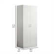 Cae 72 Inch Cabinet Armoire with Shelf- Hanging Rod- Double Door- White