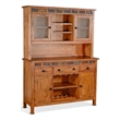 Marv Accent Buffet and Hutch- Stemware- 3 Drawers- 4 Cabinets- Brown