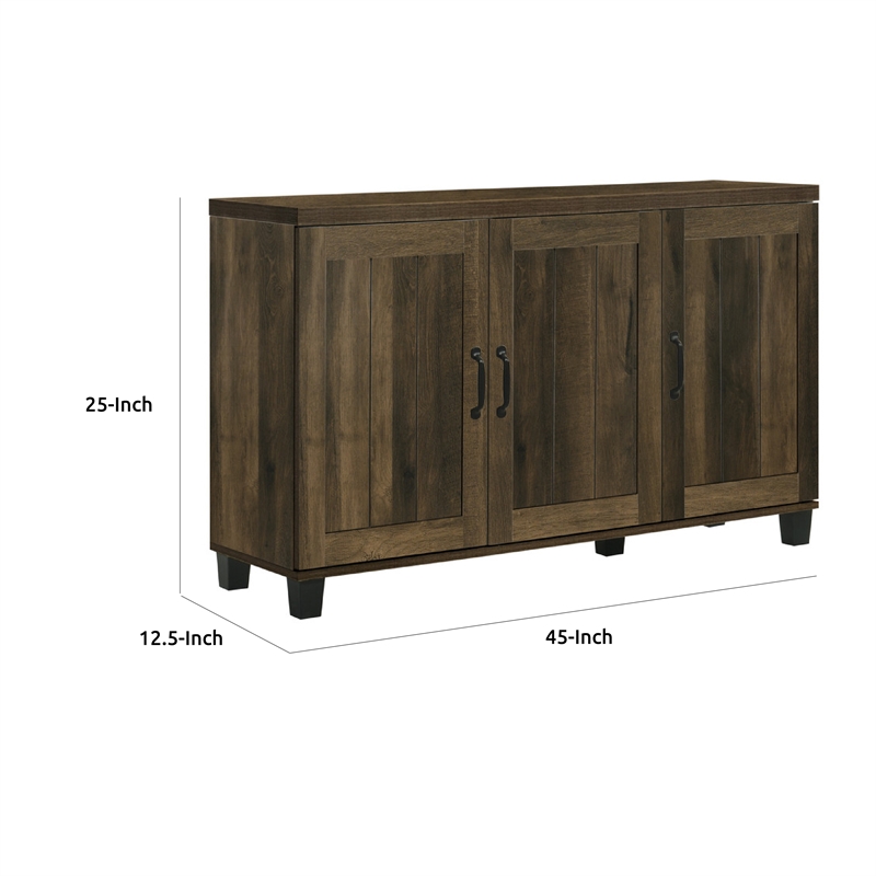 Elia Shoe Cabinet with 3 Doors and 6 Shelves- Dusty Oak Brown 45 Inch