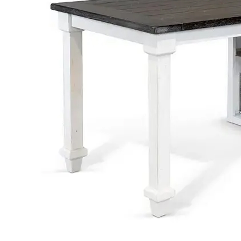 Zena Writing Desk- White Turned Legs- 56 Inch Rectangular Brown Top
