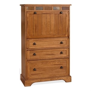 Murphy Desk Armoire Cabinet- 3 Drawer File Storage- Brown 53 Inch