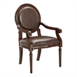 Alder Desk Armchair- Dark Brown Faux Leather- Solid Wood and Foam