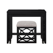 Syna 3 Piece Nesting Desk and Stool Set- Black Wood- Gray Polyester