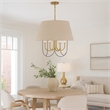 Pomy 24 Inch Chandelier-Hardback Burlap Shade-Gold Black Metal
