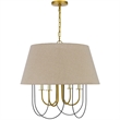 Pomy 24 Inch Chandelier-Hardback Burlap Shade-Gold Black Metal