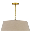 Pomy 24 Inch Chandelier-Hardback Burlap Shade-Gold Black Metal
