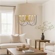 Pomy 28 Inch Chandelier-Hardback Burlap Shade-Gold Black Metal