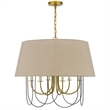 Pomy 28 Inch Chandelier-Hardback Burlap Shade-Gold Black Metal