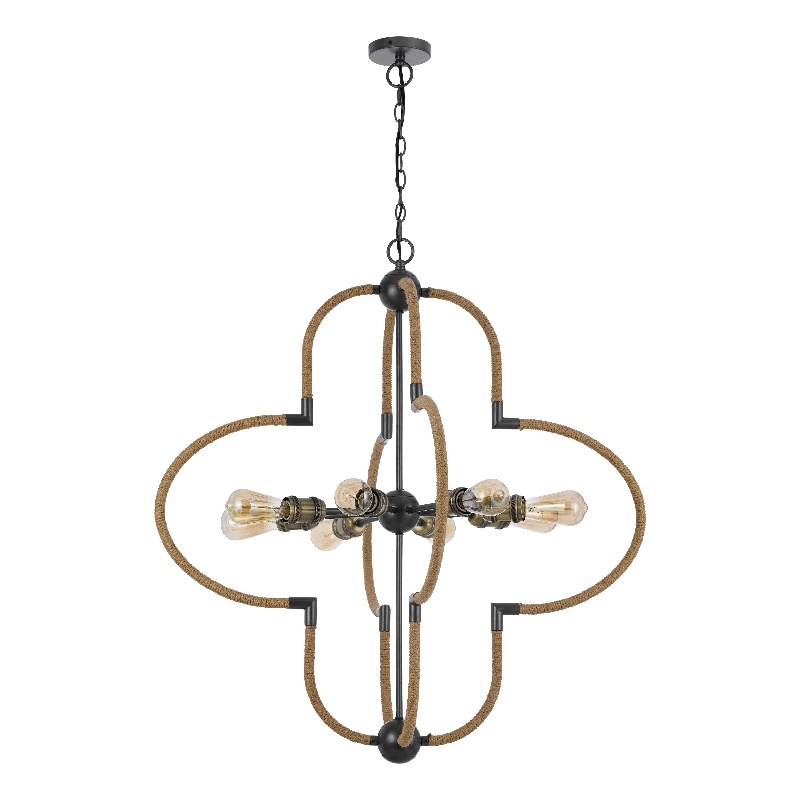 Gemo 36 Inch Chandelier-Crossed Clover Design-Brass Black Metal