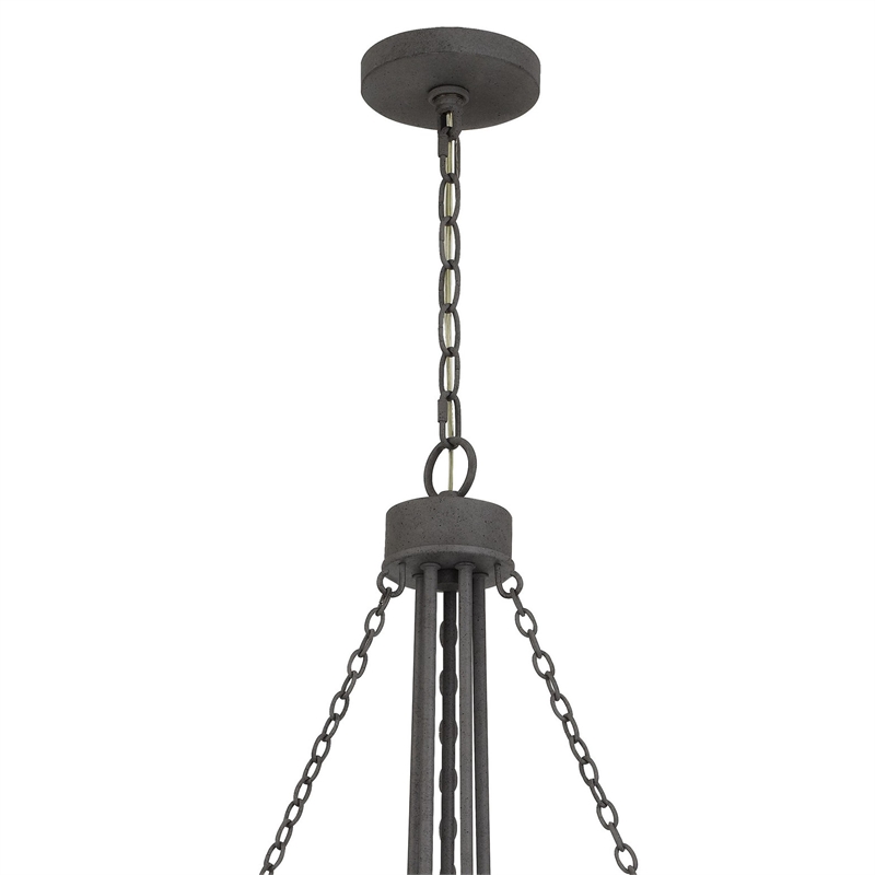Nexy 24 Inch Chandelier-5 Light Bulb Sockets-Gray Metal Cage Design