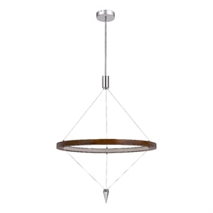 Erbo 11 Inch Pendant Light Fixture-Dimmable LED-Pine Wood and Chrome