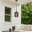 Gen 9 Inch Mini Pendant Light Fixture w Bulb-Black Metal-Pine Wood